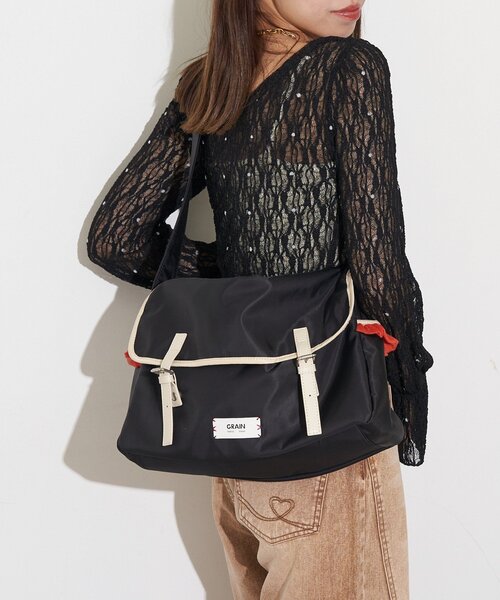 GRAIN（グレイン）の「【GRAIN/グレイン】チュールフリルメッセンジャーバッグ（ショルダーバッグ・レディース・ブラック/ブラウン/カーキ・FREE）」の4枚目の写真