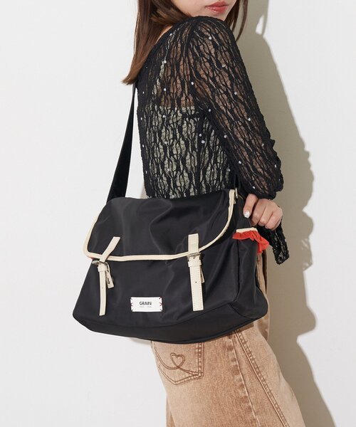GRAIN（グレイン）の「【GRAIN/グレイン】チュールフリルメッセンジャーバッグ（ショルダーバッグ・レディース・ブラック/ブラウン/カーキ・FREE）」の5枚目の写真