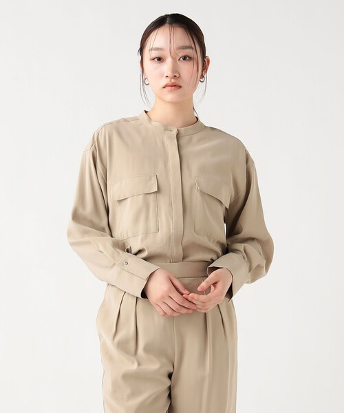 BEAMS HEART（ビームスハート）の「2WAY フィブリル カシュクール シャツ（シャツ/ブラウス・レディース・チャコールグレー/ベージュ・FREE）」の2枚目の写真