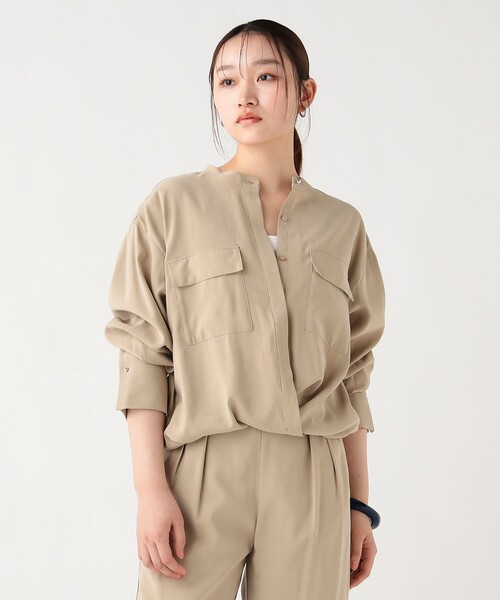 BEAMS HEART（ビームスハート）の「2WAY フィブリル カシュクール シャツ（シャツ/ブラウス・レディース・チャコールグレー/ベージュ・FREE）」の6枚目の写真