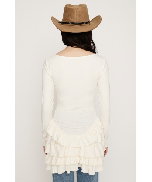 SLY(スライ)の「MICHIXSLY HEM FRILL L/S TOPS ミチスライヘムフリルロングスリーブトップス 冬服 春服(Tシャツ/カットソー・レディース・ブラウン/オフホワイト・FREE)」の10枚目の写真