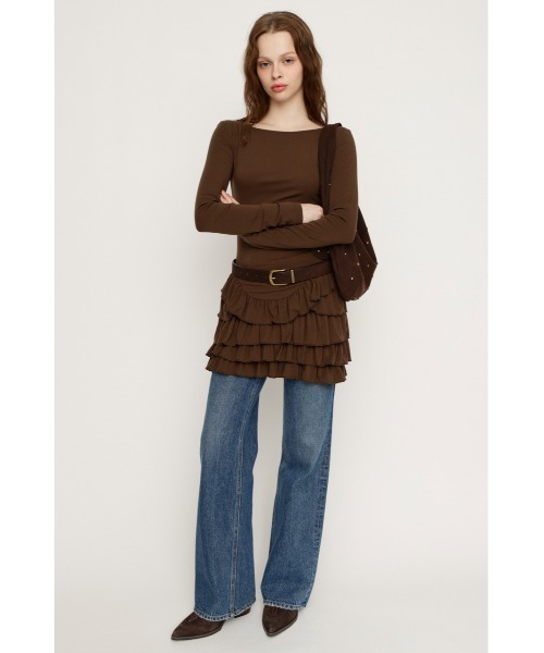 SLY(スライ)の「MICHIXSLY HEM FRILL L/S TOPS ミチスライヘムフリルロングスリーブトップス 冬服 春服(Tシャツ/カットソー・レディース・ブラウン/オフホワイト・FREE)」の14枚目の写真