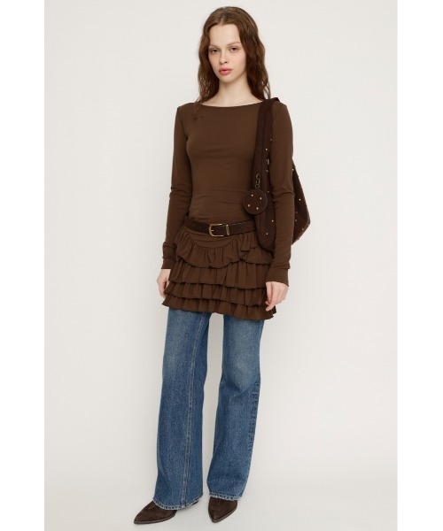 SLY(スライ)の「MICHIXSLY HEM FRILL L/S TOPS ミチスライヘムフリルロングスリーブトップス 冬服 春服(Tシャツ/カットソー・レディース・ブラウン/オフホワイト・FREE)」の15枚目の写真