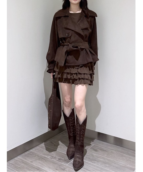 SLY(スライ)の「MICHIXSLY HEM FRILL L/S TOPS ミチスライヘムフリルロングスリーブトップス 冬服 春服(Tシャツ/カットソー・レディース・ブラウン/オフホワイト・FREE)」の22枚目の写真