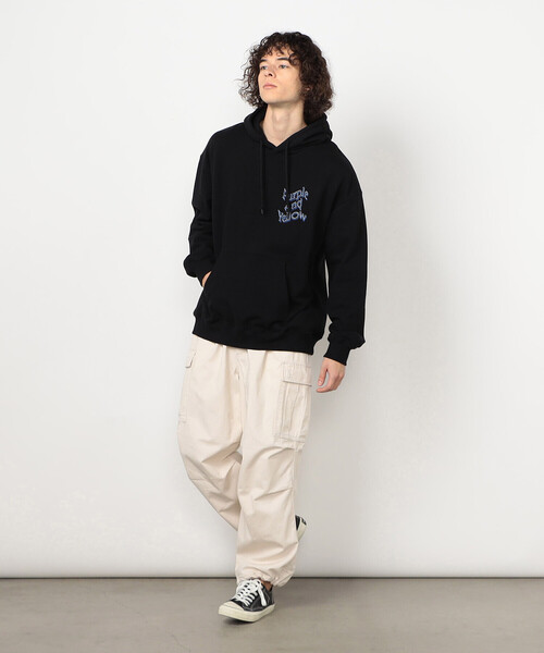 Purple&Yellow(パープルアンドイエロー)の「ウェーブロゴ刺繍パーカ(パーカー・メンズ・ホワイト/ブラック・MEDIUM/SMALL/LARGE)」の10枚目の写真