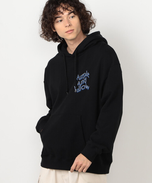 Purple&Yellow(パープルアンドイエロー)の「ウェーブロゴ刺繍パーカ(パーカー・メンズ・ホワイト/ブラック・MEDIUM/SMALL/LARGE)」の12枚目の写真