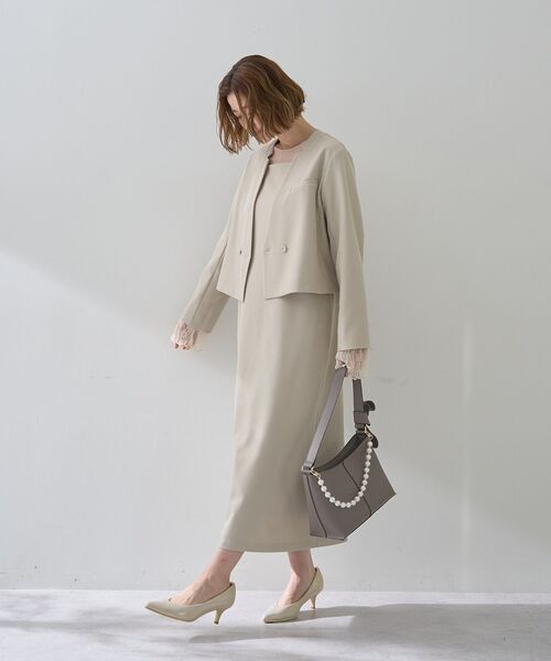 YECCA VECCA（イェッカヴェッカ）の「【2点SET】ショートジャケットセットキャミワンピース（ワンピース・レディース・ネイビー/ライトベージュ・FREE）」の3枚目の写真