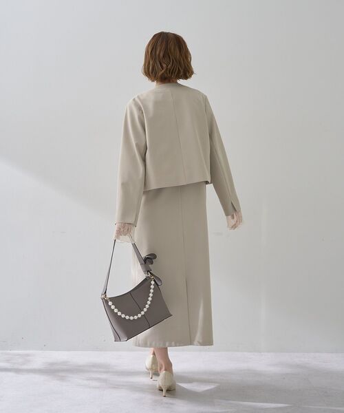 YECCA VECCA（イェッカヴェッカ）の「【2点SET】ショートジャケットセットキャミワンピース（ワンピース・レディース・ネイビー/ライトベージュ・FREE）」の5枚目の写真