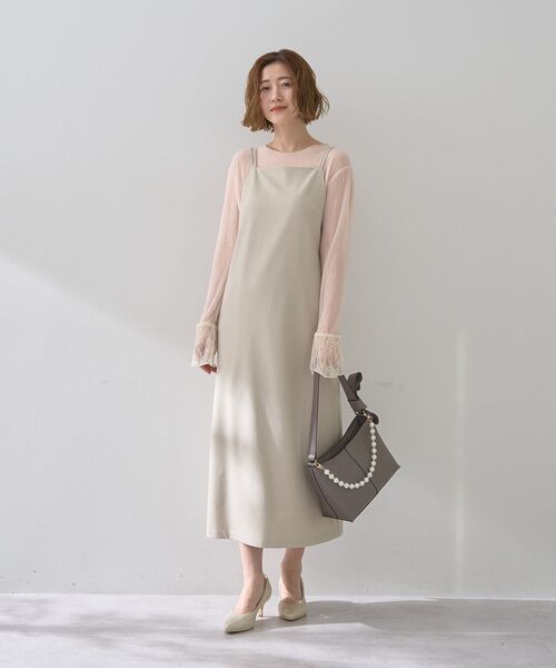 YECCA VECCA（イェッカヴェッカ）の「【2点SET】ショートジャケットセットキャミワンピース（ワンピース・レディース・ネイビー/ライトベージュ・FREE）」の14枚目の写真