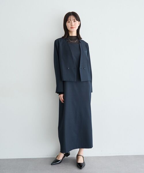 YECCA VECCA（イェッカヴェッカ）の「【2点SET】ショートジャケットセットキャミワンピース（ワンピース・レディース・ネイビー/ライトベージュ・FREE）」の2枚目の写真