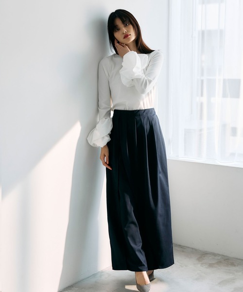 &. NOSTALGIA(アンドドットノスタルジア)の「前後2WAYバルーン袖カットソー(Tシャツ/カットソー・レディース・ブラック/オフホワイト・M)」の6枚目の写真