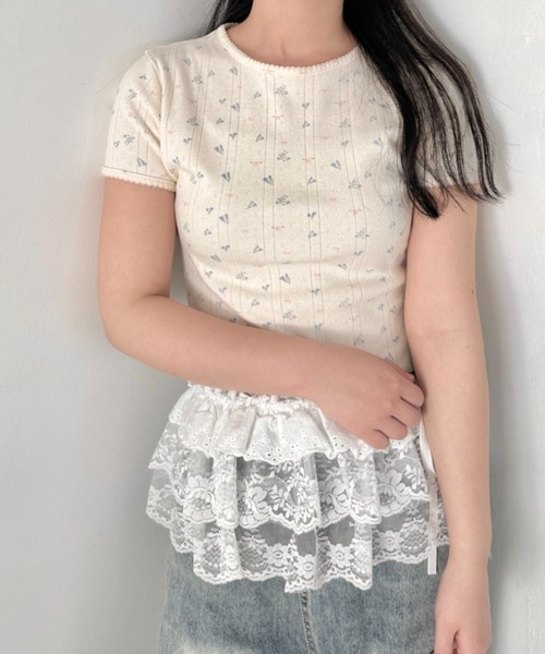 SOLLON.(ソルロン)の「無地/花柄半袖ミニTシャツ(Tシャツ/カットソー・レディース・ホワイト/その他2/その他1・FREE)」の4枚目の写真