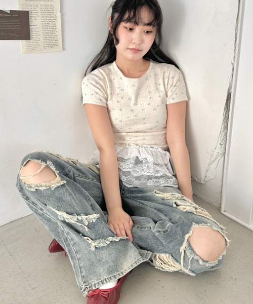 SOLLON.(ソルロン)の「無地/花柄半袖ミニTシャツ(Tシャツ/カットソー・レディース・ホワイト/その他2/その他1・FREE)」の8枚目の写真