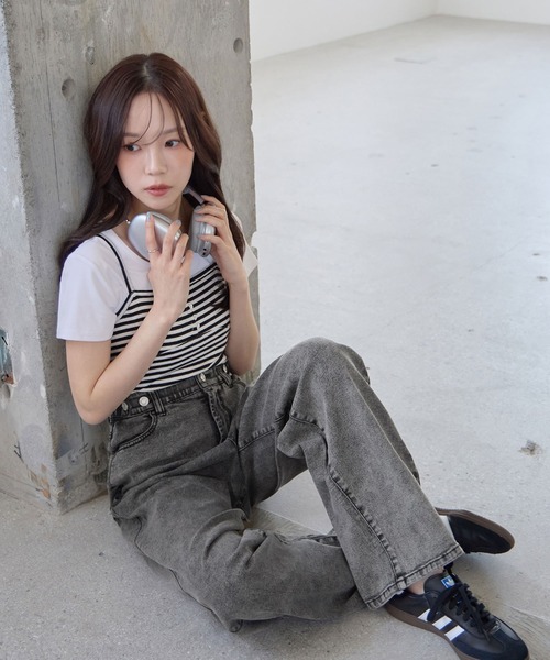 CHAN ME（チャンミ）の「ラウンドネックコンパクト半袖Tシャツ（Tシャツ/カットソー・レディース・ホワイト/ブラウン/ブラック/ネイビー/杢グレー・SMALL/X-LARGE/LARGE/MEDIUM）」の9枚目の写真