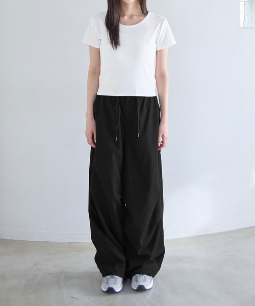 CHAN ME（チャンミ）の「ラウンドネックコンパクト半袖Tシャツ（Tシャツ/カットソー・レディース・ホワイト/ブラウン/ブラック/ネイビー/杢グレー・SMALL/X-LARGE/LARGE/MEDIUM）」の10枚目の写真