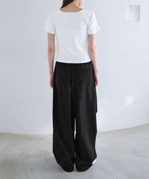 CHAN ME（チャンミ）の「ラウンドネックコンパクト半袖Tシャツ（Tシャツ/カットソー・レディース・ホワイト/ブラウン/ブラック/ネイビー/杢グレー・SMALL/X-LARGE/LARGE/MEDIUM）」の12枚目の写真