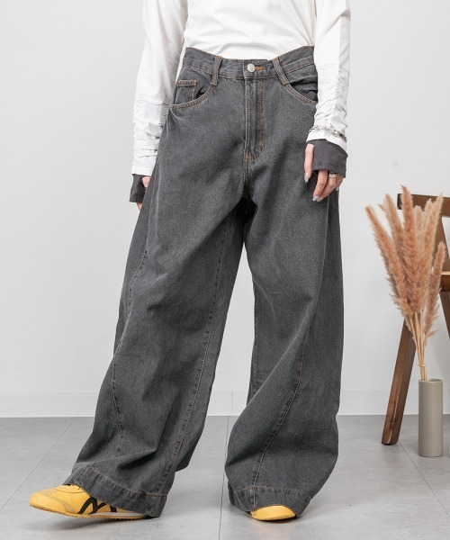 RCD(アールシーディー)の「ルーズワイドパンツ(その他パンツ・レディース・ネイビー/グレー系その他6/ブルー系その他3/ライトブルー/ブルー・L/M/LL/4L/3L)」の2枚目の写真
