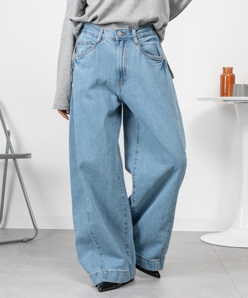 RCD(アールシーディー)の「ルーズワイドパンツ(その他パンツ・レディース・ネイビー/グレー系その他6/ブルー系その他3/ライトブルー/ブルー・L/M/LL/4L/3L)」の3枚目の写真