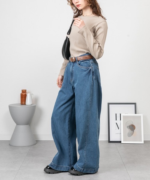 RCD(アールシーディー)の「ルーズワイドパンツ(その他パンツ・レディース・ネイビー/グレー系その他6/ブルー系その他3/ライトブルー/ブルー・L/M/LL/4L/3L)」の17枚目の写真