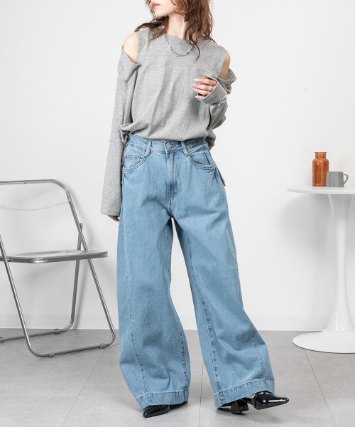 RCD(アールシーディー)の「ルーズワイドパンツ(その他パンツ・レディース・ネイビー/グレー系その他6/ブルー系その他3/ライトブルー/ブルー・L/M/LL/4L/3L)」の22枚目の写真