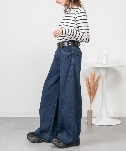 RCD(アールシーディー)の「ルーズワイドパンツ(その他パンツ・レディース・ネイビー/グレー系その他6/ブルー系その他3/ライトブルー/ブルー・L/M/LL/4L/3L)」の14枚目の写真