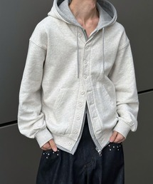 Perushu（ペルーシュ）の「Button Layered Double Zip Hoodie ／ボタンレイヤードダブルジップフーディ（パーカー）」