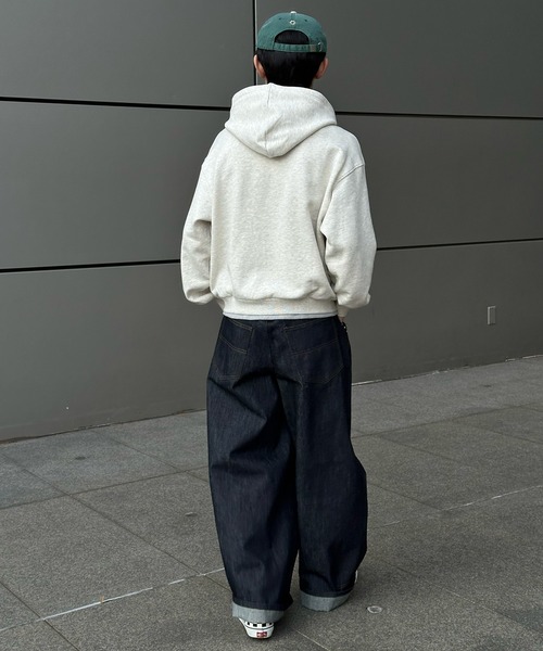 Perushu（ペルーシュ）の「Button Layered Double Zip Hoodie ／ボタンレイヤードダブルジップフーディ（パーカー・メンズ・ボルドー/グレー/ブラック・MEDIUM/LARGE）」の10枚目の写真