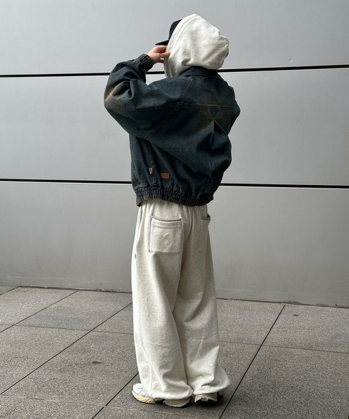 Perushu（ペルーシュ）の「Button Layered Double Zip Hoodie ／ボタンレイヤードダブルジップフーディ（パーカー・メンズ・ボルドー/グレー/ブラック・MEDIUM/LARGE）」の5枚目の写真