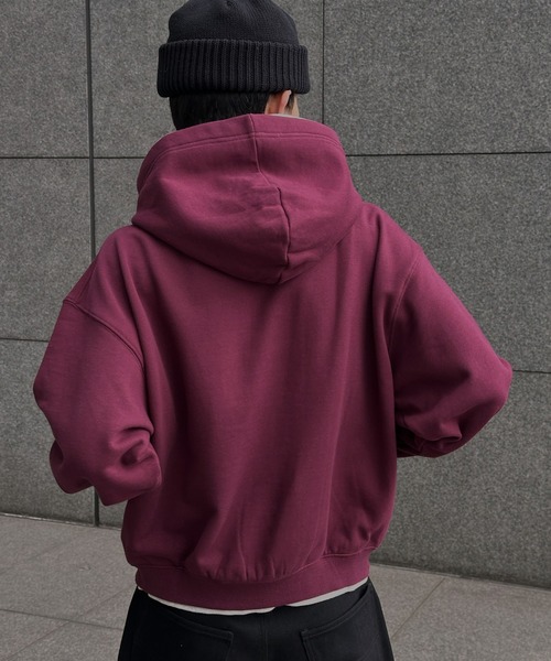 Perushu（ペルーシュ）の「Button Layered Double Zip Hoodie ／ボタンレイヤードダブルジップフーディ（パーカー・メンズ・ボルドー/グレー/ブラック・MEDIUM/LARGE）」の22枚目の写真