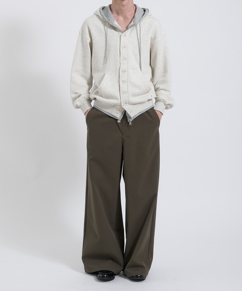Perushu(ペルーシュ)の「Button Layered Double Zip Hoodie /ボタンレイヤードダブルジップフーディ(パーカー・メンズ・ボルドー/グレー/ブラック・MEDIUM/LARGE)」の10枚目の写真