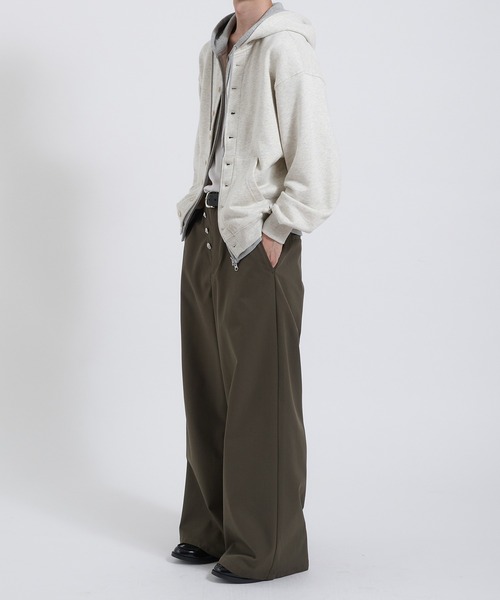 Perushu(ペルーシュ)の「Button Layered Double Zip Hoodie /ボタンレイヤードダブルジップフーディ(パーカー・メンズ・ボルドー/グレー/ブラック・MEDIUM/LARGE)」の12枚目の写真
