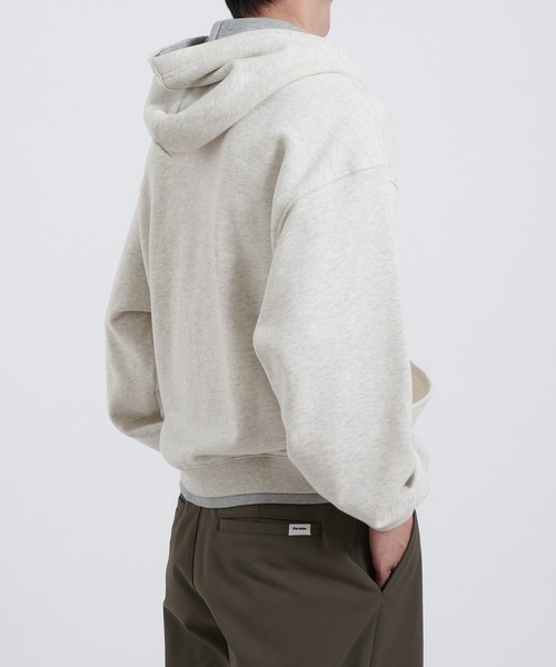 Perushu(ペルーシュ)の「Button Layered Double Zip Hoodie /ボタンレイヤードダブルジップフーディ(パーカー・メンズ・ボルドー/グレー/ブラック・MEDIUM/LARGE)」の9枚目の写真