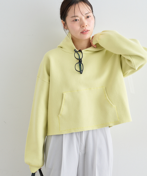 U by SPICK&SPAN(ユーバイスピックアンドスパン)の「スウェットライクニットフーディー(パーカー・レディース・アイボリー/ライトグリーン/ライトグレー・FREE)」の3枚目の写真