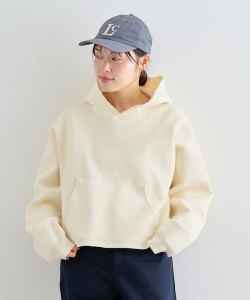 U by SPICK&SPAN(ユーバイスピックアンドスパン)の「スウェットライクニットフーディー(パーカー・レディース・アイボリー/ライトグリーン/ライトグレー・FREE)」の2枚目の写真