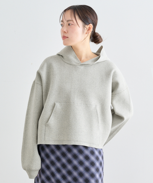 U by SPICK&SPAN(ユーバイスピックアンドスパン)の「スウェットライクニットフーディー(パーカー・レディース・アイボリー/ライトグリーン/ライトグレー・FREE)」の10枚目の写真