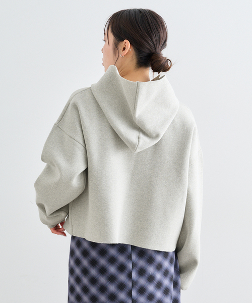 U by SPICK&SPAN(ユーバイスピックアンドスパン)の「スウェットライクニットフーディー(パーカー・レディース・アイボリー/ライトグリーン/ライトグレー・FREE)」の12枚目の写真