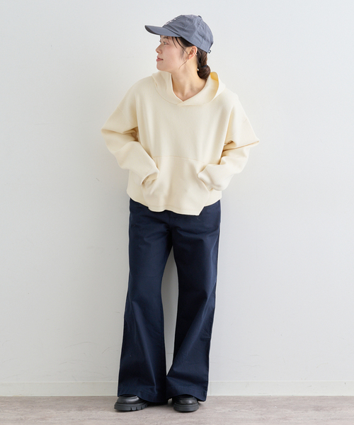 U by SPICK&SPAN(ユーバイスピックアンドスパン)の「スウェットライクニットフーディー(パーカー・レディース・アイボリー/ライトグリーン/ライトグレー・FREE)」の4枚目の写真