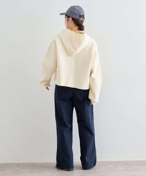 U by SPICK&SPAN(ユーバイスピックアンドスパン)の「スウェットライクニットフーディー(パーカー・レディース・アイボリー/ライトグリーン/ライトグレー・FREE)」の8枚目の写真