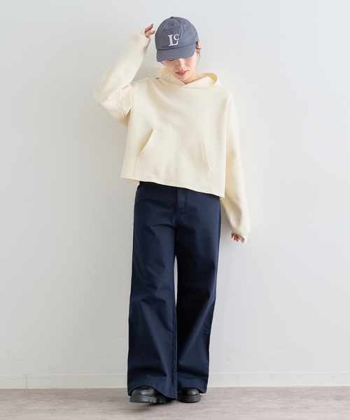 U by SPICK&SPAN(ユーバイスピックアンドスパン)の「スウェットライクニットフーディー(パーカー・レディース・アイボリー/ライトグリーン/ライトグレー・FREE)」の13枚目の写真