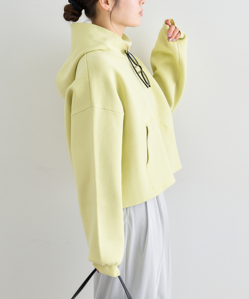 U by SPICK&SPAN(ユーバイスピックアンドスパン)の「スウェットライクニットフーディー(パーカー・レディース・アイボリー/ライトグリーン/ライトグレー・FREE)」の17枚目の写真