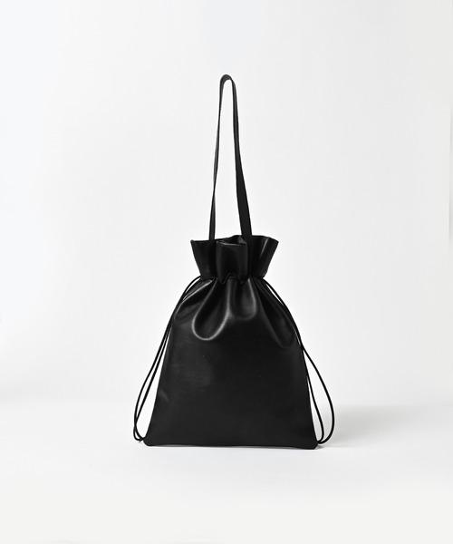 ☆ADAMPATEK☆water repellent leather medium drawstring bag/撥水