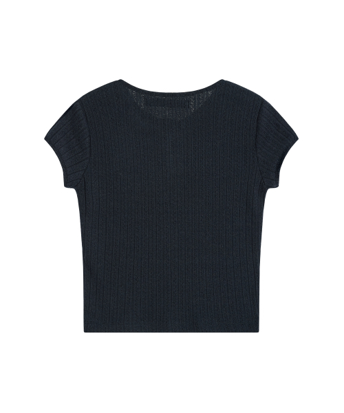 Rest&Recreation（レストアンドレクリエーション）の「BUTTON-UP CAP SLEEVE TOP - NAVY（Tシャツ/カットソー・レディース・その他・ONE）」の2枚目の写真