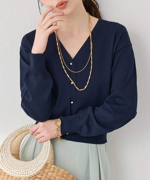 La boutique BonBon（ラブティックボンボン）の「【着回し力抜群】クールタッチUVクロップドカーディガン（カーディガン/ボレロ・レディース・ネイビー/イエロー/ピンク/ホワイト・FREE）」の2枚目の写真