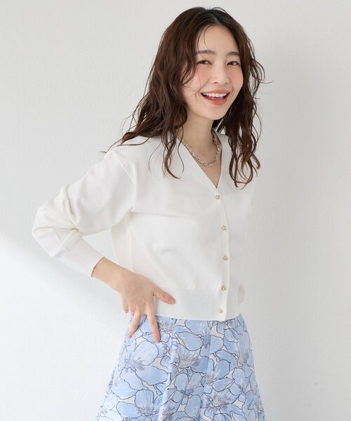 La boutique BonBon（ラブティックボンボン）の「【着回し力抜群】クールタッチUVクロップドカーディガン（カーディガン/ボレロ・レディース・ネイビー/イエロー/ピンク/ホワイト・FREE）」の6枚目の写真