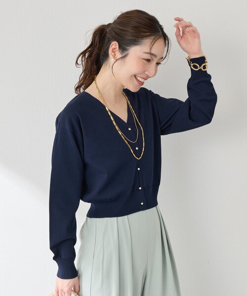 La boutique BonBon（ラブティックボンボン）の「【着回し力抜群】クールタッチUVクロップドカーディガン（カーディガン/ボレロ・レディース・ネイビー/イエロー/ピンク/ホワイト・FREE）」の12枚目の写真