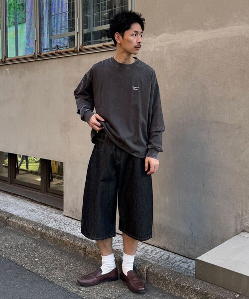 CIAOPANIC(チャオパニック)の「【cian denim/シアンデニム】バギーワイドデニムショーツ/ハーフパンツ(デニムパンツ・レディース・ブラック系その他/ブラック/インディゴブルー/ブルー・MEDIUM/SMALL/LARGE)」の8枚目の写真