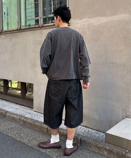 CIAOPANIC(チャオパニック)の「【cian denim/シアンデニム】バギーワイドデニムショーツ/ハーフパンツ(デニムパンツ・レディース・ブラック系その他/ブラック/インディゴブルー/ブルー・MEDIUM/SMALL/LARGE)」の10枚目の写真