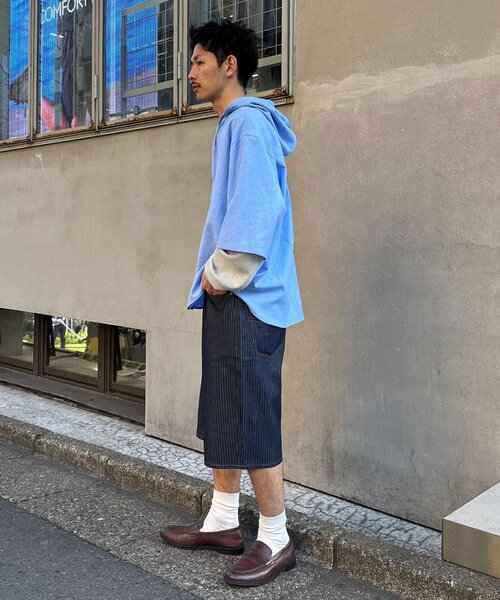 cian denim/シアンデニム】バギーワイドデニムショーツ/ハーフパンツ 