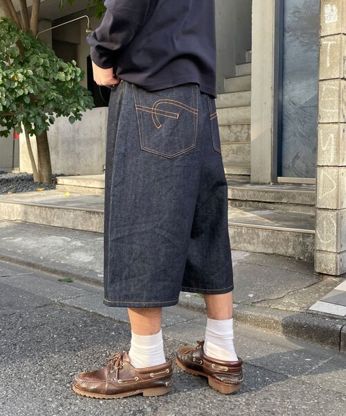cian denim/シアンデニム】バギーワイドデニムショーツ/ハーフパンツ