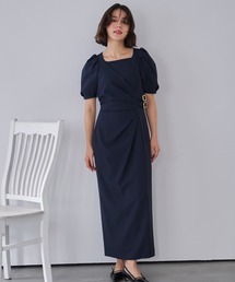 Shoulder Ribbon Satin Drape one piece ショルダーリボンサテン